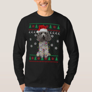 T-shirt Poodle Père Noël feux de sapin de Noël