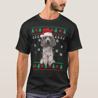 T-shirt Poodle Père Noël feux de sapin de Noël