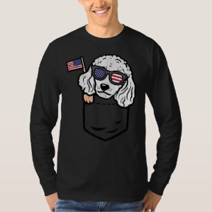 T-shirt Poodle Poche Cute American USA 4 juillet Quatrième