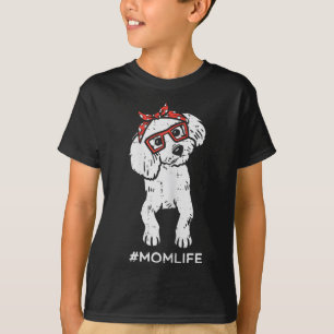 T-shirt Poodle Polka Dot Bandana Maman Vie Fête des mères