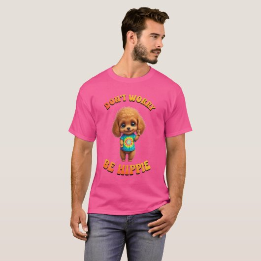 T-shirt Poodle Puppy Hippie Happy Dog  (Devant entier)