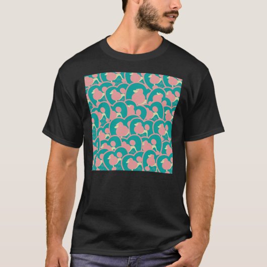 T-shirt Poodle Retro Heart Miniature Pattern     (Devant)