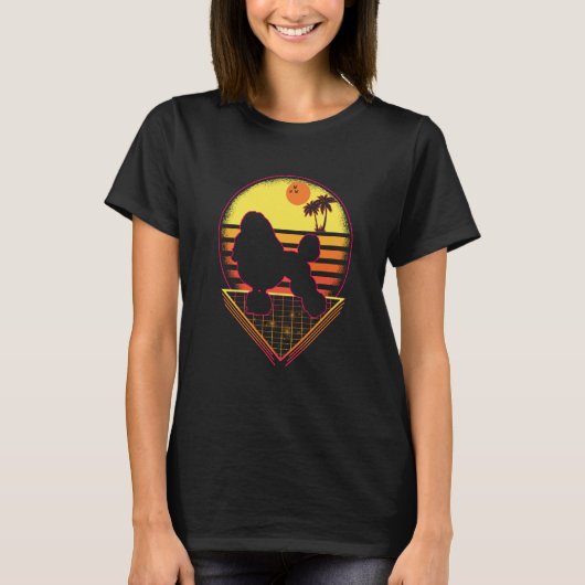 T-shirt Poodle Retro Sunset Vintage  Dog (Devant)