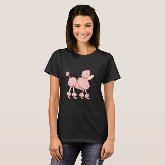 T-shirt Poodle rose mignon (Devant entier)
