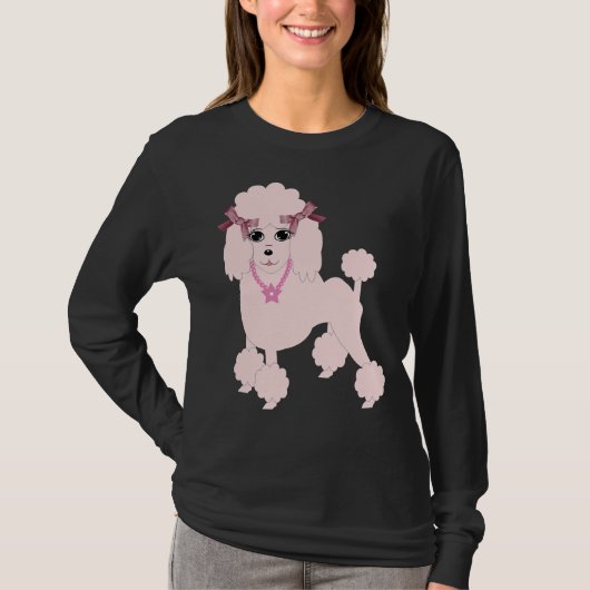 T-shirt Poodle rose T- (Devant)