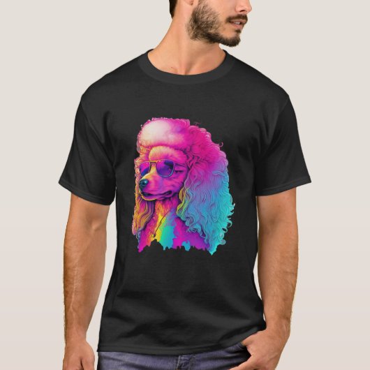 T-shirt Poodle s Synthwave Vintage Vibes (Devant)