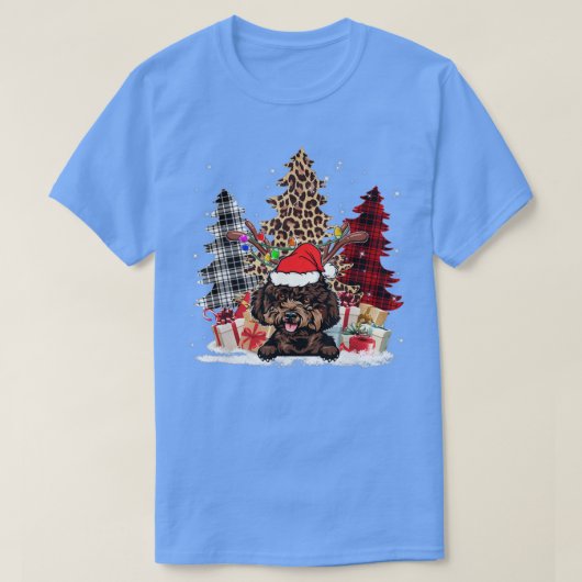 T-shirt Poodle Santa Chapeau clair Buffalo Plaid Leopard X (Design devant)