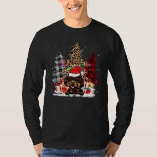 T-shirt Poodle Santa Chapeau clair Buffalo Plaid Leopard X