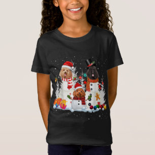 T-Shirt Poodle Snowman lumières de Noël Père Noël Chien Xm