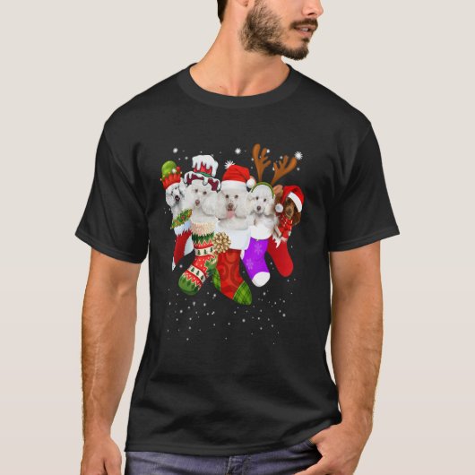 T-shirt Poodle Stocker Chaussettes de Noël Noël Noël Noël (Devant)