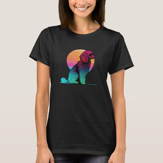 T-shirt Poodle Synthwave 80s Retrowave Aesthetic (Devant)