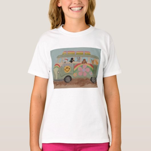 T-shirt Poodles in Hippy Van (Devant)