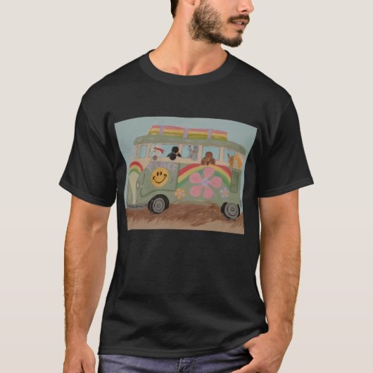 T-shirt Poodles in Hippy Van (Devant)