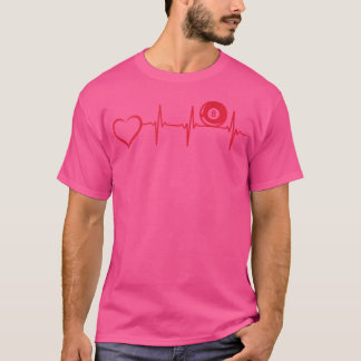 T-shirt Pool Billard Heart Heart Pool Billard à 8 balles B