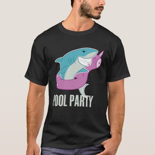 T-shirt Pool Party  Shark Unicorn Fishing (Devant)