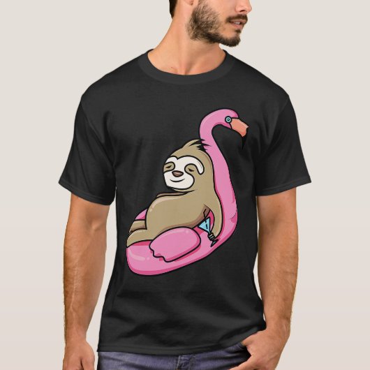 T-shirt Pool Side Beach Top Cute Sloth Relaxing In Pool Dr (Devant)