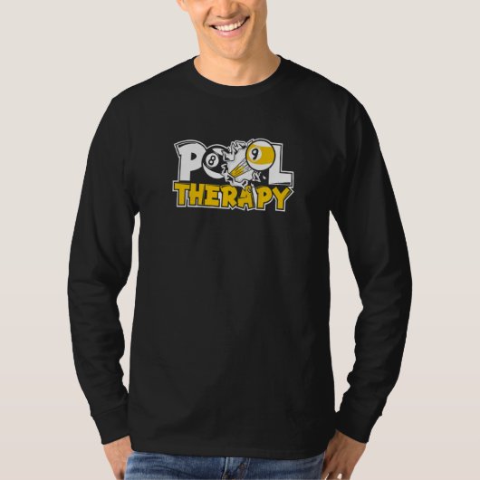 T-shirt Pool Therapy Pool Snooker Balls Player Billiards (Devant)