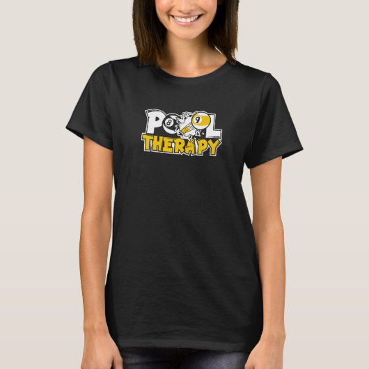 T-shirt Pool Therapy Pool Snooker Balls Player Billiards (Devant)