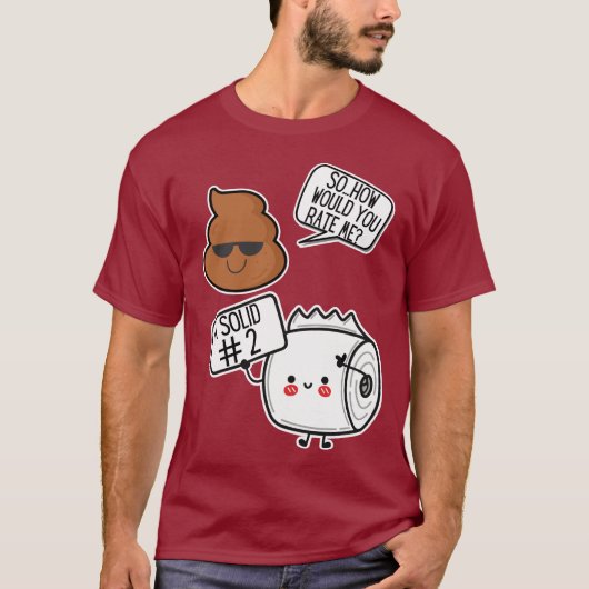 T-shirt Poop comique & Toilettes Papier Notation Poo Solid (Devant)