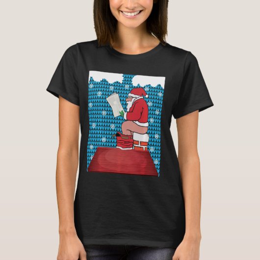 T-shirt Pooping Père Noël moche pull de Noël (Devant)