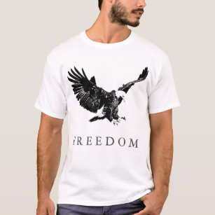 T-shirt Pop Art Black White Freedom Eagle Landing
