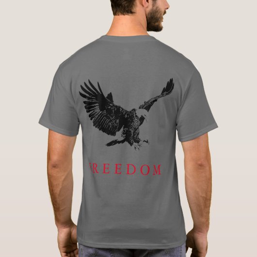T-shirt Pop Art Black White Freedom Eagle Landing (Dos)