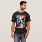 T-shirt Pop Art Chien rose Cavalier King Charles Spaniel (Devant entier)