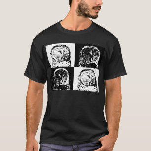 T-Shirt Pop Art Chouette Rayée B/N