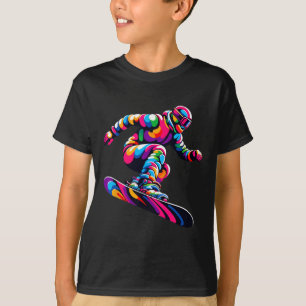 T-shirt Pop Art coloré Snowboard Snowboard Snowboard Snowb