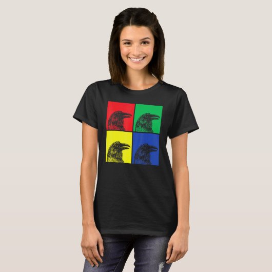 T-shirt Pop Art Crow Forest Animal Déplaisant Oiseau Gothi (Devant entier)