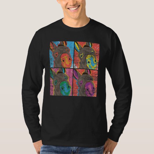 T-shirt Pop Art Donkey ferme animal âne (Devant)