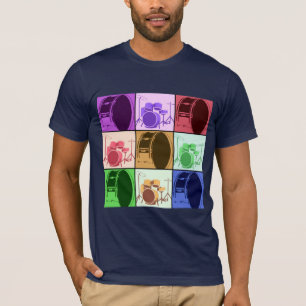 T-shirt Pop Art Drum et Drum Set Mod Dark Shirk