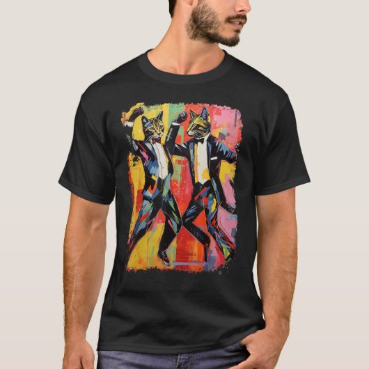 T-shirt Pop Art Funny Chat Dancing Meme (Devant)