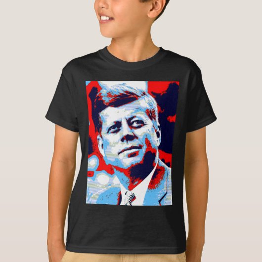 T-shirt Pop Art JFK John F. Kennedy Red Blue (Devant)