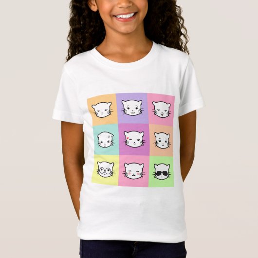 T-Shirt Pop Art Kawaii Cat  Emoji 2 (Devant)