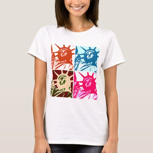 T-shirt Pop Art Lady Liberty New York City (Devant)