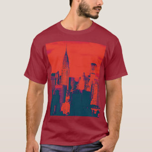 T-shirt Pop Art Maroon Rouge New York City
