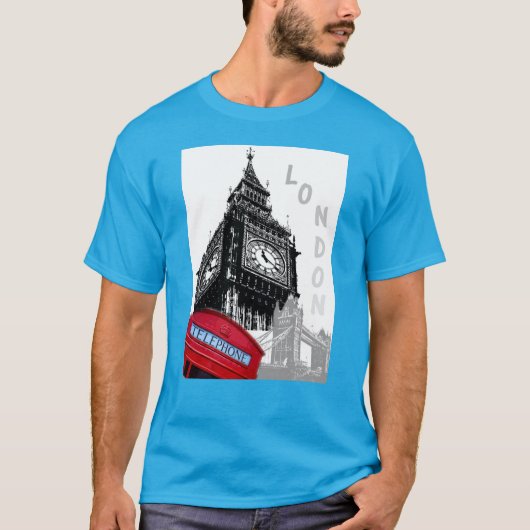 T-shirt Pop Art moderne Red Téléphone Box Londres Big Ben (Devant)