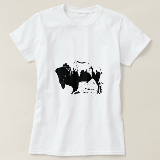 T-shirt Pop Art noir et blanc Buffalo Silhouette (Design devant)