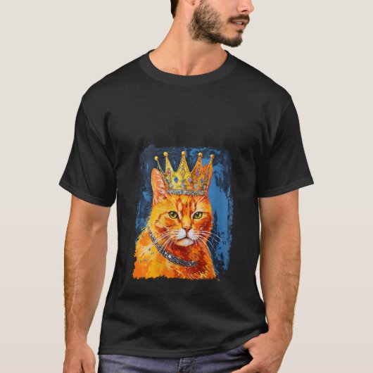T-shirt Pop Art Orange Ginger Chat King Queen V Neck (Devant)