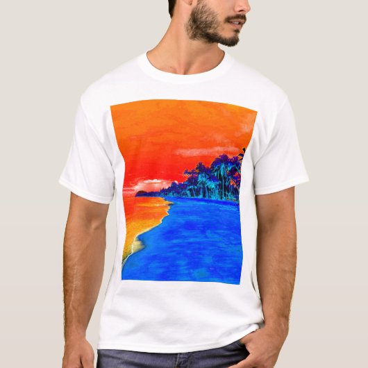 T-shirt Pop Art Plage Exotique Palmiers (Devant)