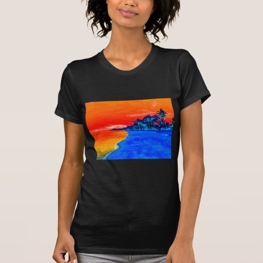 T-shirt Pop Art Plage Exotique Palmiers (Devant)