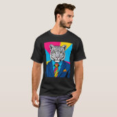 T-shirt Pop Art Snow Leopard in Business Suit (Devant entier)