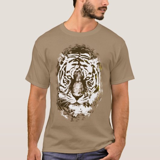 T-shirt Pop Art Tiger Tête Elégant Modèle moderne Pebble (Devant)