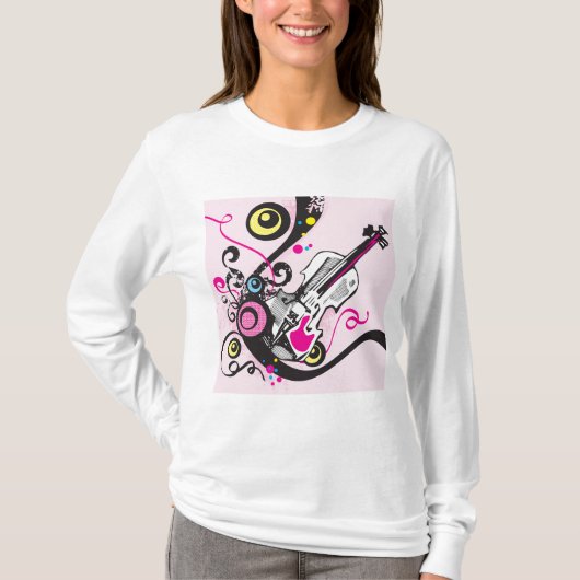 T-shirt Pop Art Violin Abstract Musical Punk Rock (Devant)