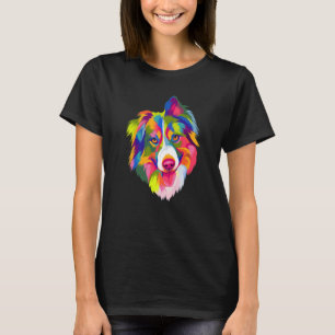 T-shirt Pop coloré Australian Shepherd Portrait Aussie