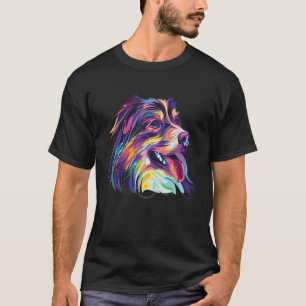 T-shirt Pop coloré Australian Shepherd Portrait Aussie 4
