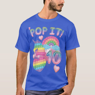 T-shirt Pop It 10th Birthday Girl 10 Year Old Unicorn rain