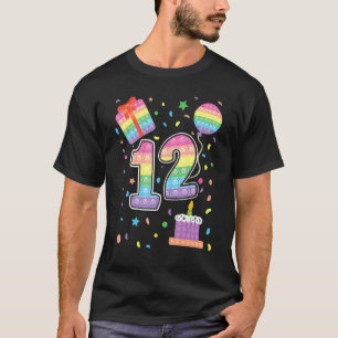 T-shirt Pop It 12th Birthday Girl Boys 12 ans Fidget
