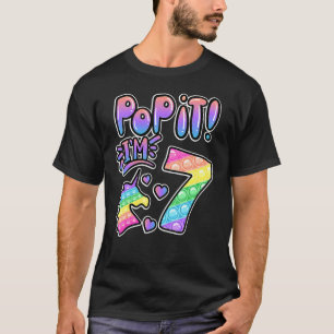 T-shirt Pop It 7th Birthday Girls Boys 7 Years Old Fidget